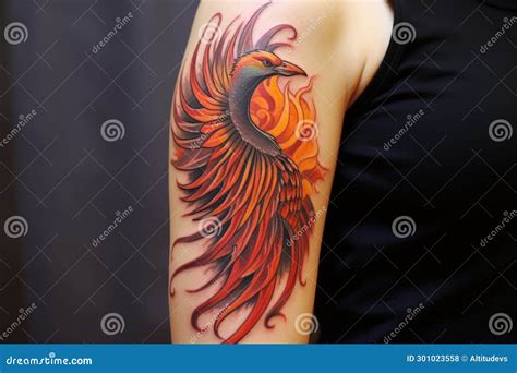 A Phoenix Firebird Tattoo on a Persons Arm Stock Illustration ...