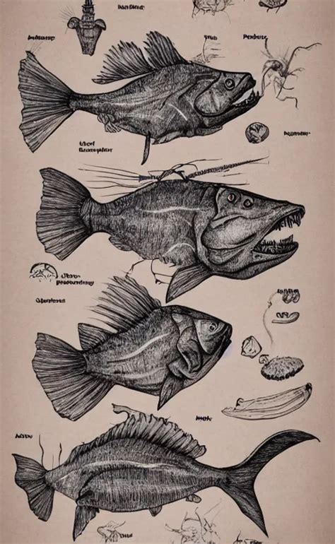 a page of anglerfish anatomy illustration, highly | Stable Diffusion