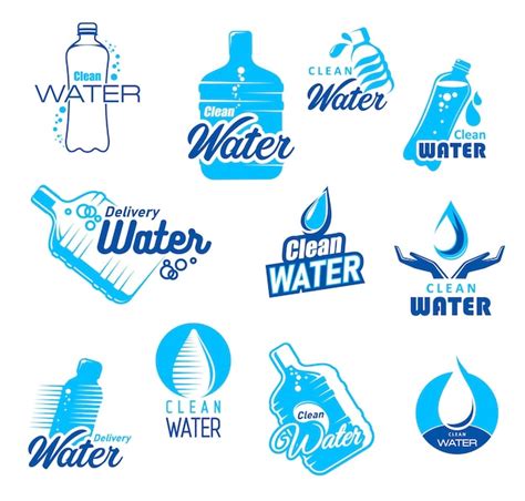 Premium Vector | Clean drinking bottled water delivery icons