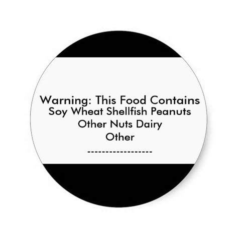 Food Allergy Warning Sticker | Zazzle.com | Food allergies, Food, Custom stickers