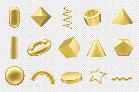 Premium PSD | Geometric shapes 3d render gold shapes