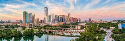 Aerial Austin Skyline Sunset Pano 2