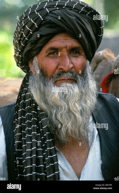 Afghani Mujahideen chief with black turban and stern look,Pakistan ...