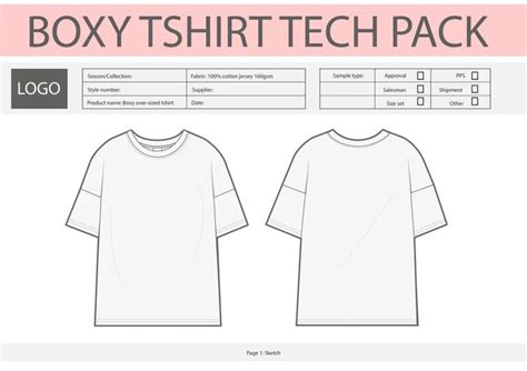 the boxy tshirt tech pack is shown with instructions to make it easy