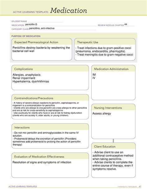 Penicillin Medication Template