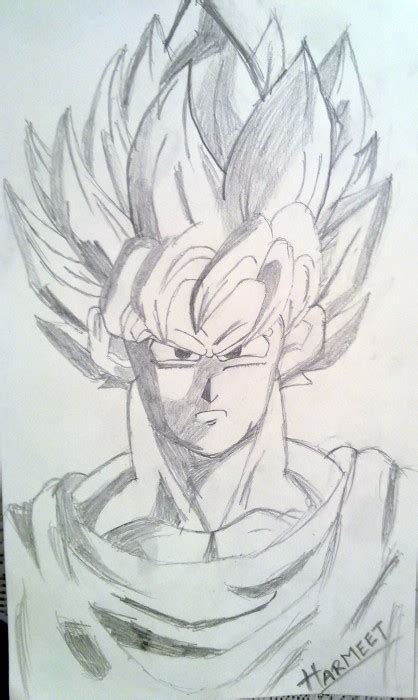 Pencil Sketch Of Cartoon Character “GOKU” - Desi Painters