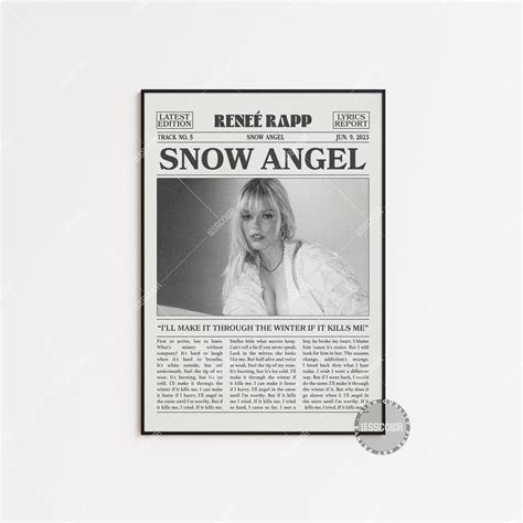 Reneé Rapp Retro Newspaper Print, Snow Angel Poster, Snow Angel Lyrics Print, Everything to ...