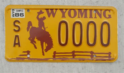 Wyoming Sample License Plate 1986 SA OOOO | carfull...from Wyoming | Flickr