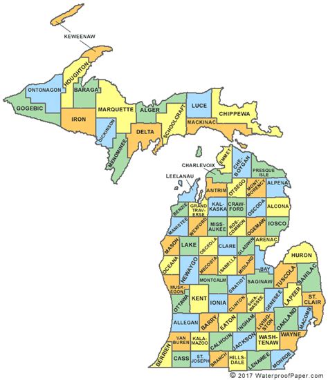 Michigan County Map Printable - Shari Demetria