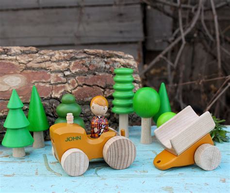 Wooden tractor toy with trailer Transport Farm toy Wooden push | Etsy in 2021 | Wooden tractor ...