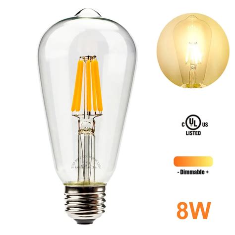 Equal 80W 60W 40W LED Edison Bulb 8W 6W 4W Warm White 2700K 120V 220V E27 Filament Light ...