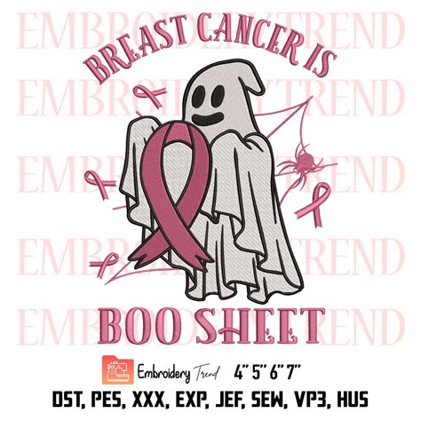 Breast Cancer Is Boo Sheet Embroidery, Funny Ghost Embroidery, Halloween Women Costume ...