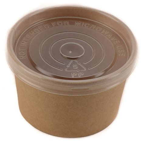 [25 Pack] 8 oz Disposable Kraft Paper Soup Containers with Plastic Lids ...