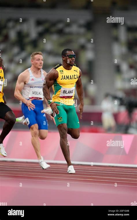 Yohan Blake running the 100 meters at the 2020 Tokyo Olympics Stock ...