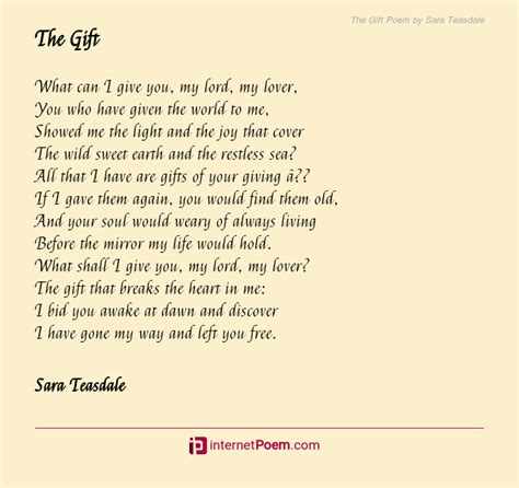 The Gift Poem by Sara Teasdale