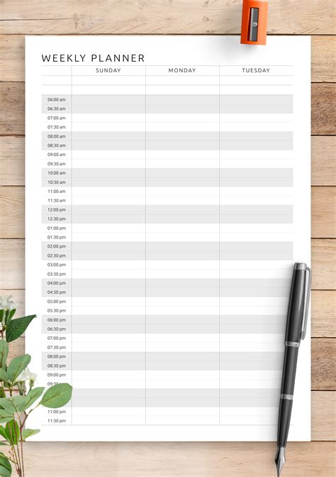 Weekly Hourly Planner Printable