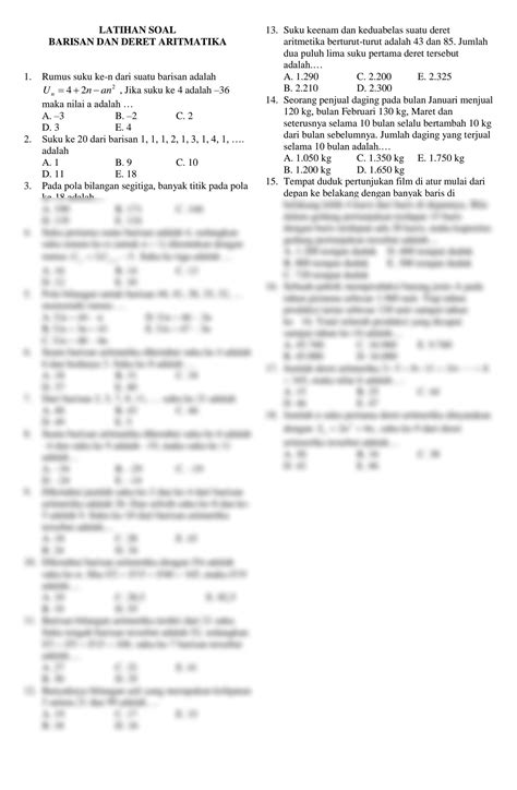 SOLUTION: Latihan soal barisan deret aritmatika - Studypool