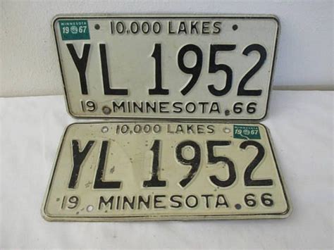 1966 License Plate Vintage Minnesota Set of 2 Ivory and Black | Etsy | License plate, Minnesota ...