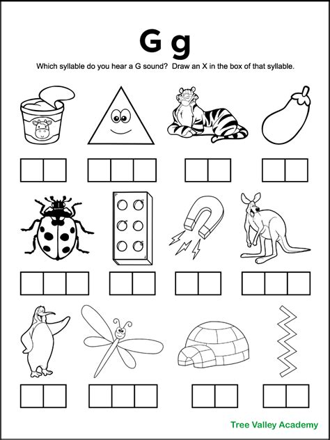 Letter G Sound Worksheets - Tree Valley Academy