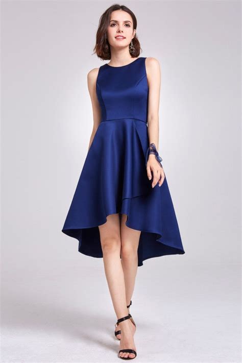 Navy Blue Sleeveless High Low Cocktail Party Dress - $59 #EP05892NB - SheProm.com