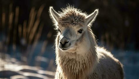 Fluffy alpaca poses for rural portrait, cute generated by AI 24642427 Stock Photo at Vecteezy