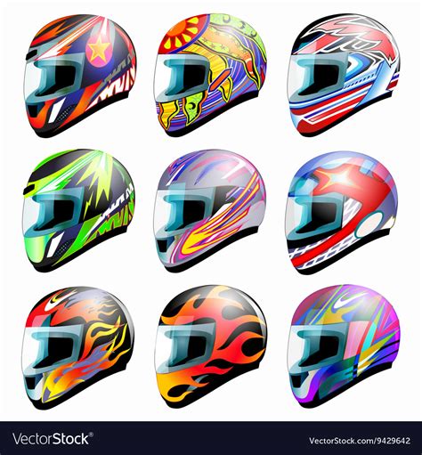 Set racing helmet i Royalty Free Vector Image - VectorStock