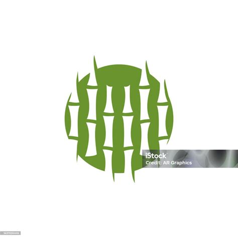 Logo Hutan Bambu Tropis Desain Batang Dan Daun Pohon Simbol Ilustrasi ...