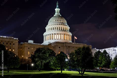 The Capitol at Night - A night view of west-side exterior of the U.S ...