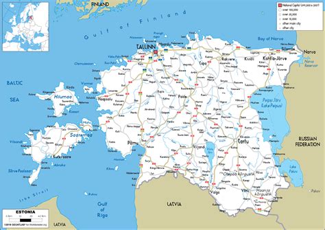 Large size Road Map of Estonia - Worldometer