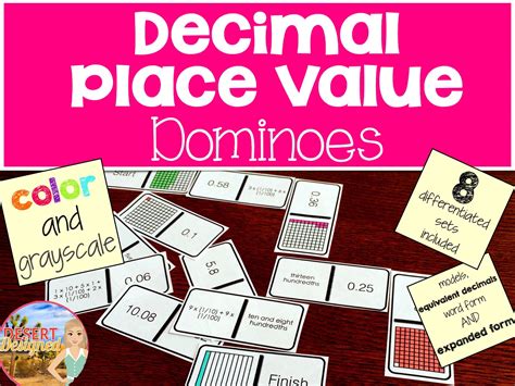 Decimal Place Value Dominoes | Place value with decimals, Place values, Decimals