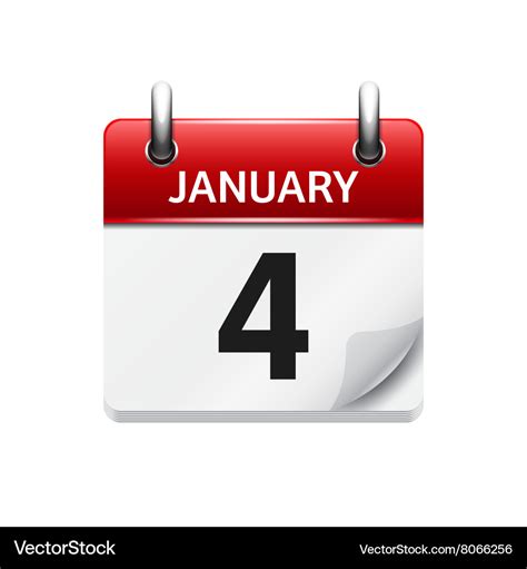 January 4 flat daily calendar icon date Royalty Free Vector