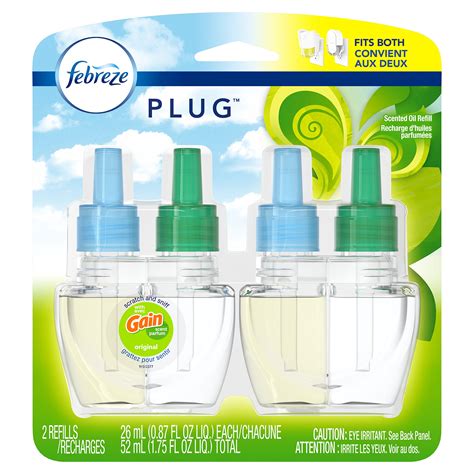 Febreze Plug In Air Freshener Scented Oil Refill, Gain Original Scent, 2 Count (Packaging May ...