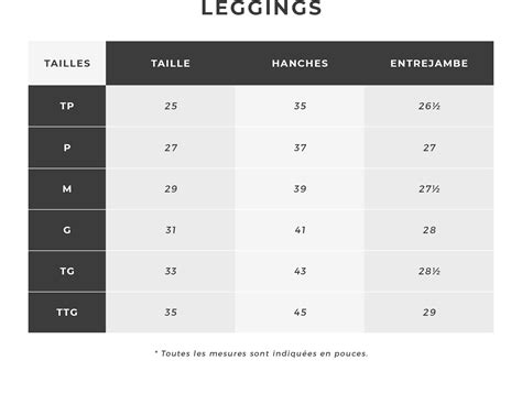 eu leggings size chart