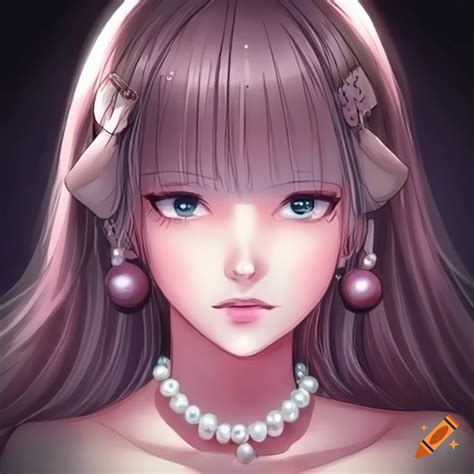 Anime girl with a pearl necklace on Craiyon