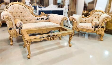 Gold Couch Set in Teak Wood YT-221