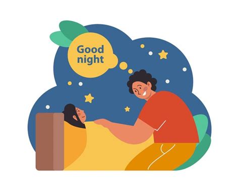 Premium Vector | Fatherhood concept dad wishing his child a goodnight bedtime story