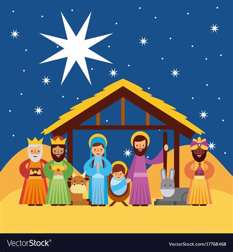 Merry christmas greetings with jesus born in Vector Image