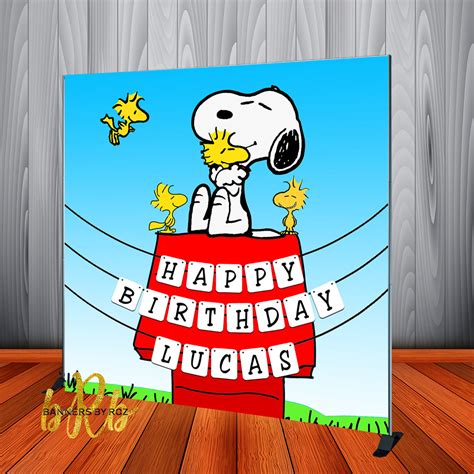 Snoopy Birthday Backdrop Personalized Step & Repeat - Designed, Printe – Banners by Roz