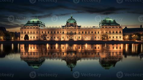 Night view of Belvedere Palace. Generative AI 32975440 Stock Photo at ...