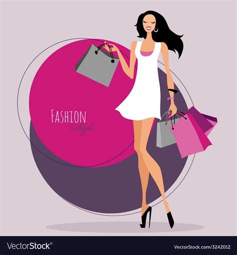 Fashion girl woman with shopping bags Royalty Free Vector