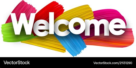 Welcome poster with brush strokes Royalty Free Vector Image