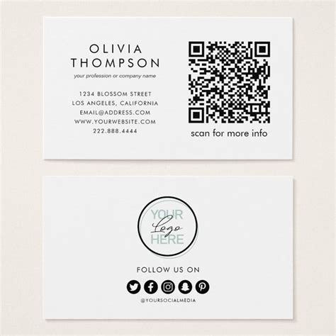 QR Code Logo Social Media Business Cards | Zazzle | Social media business cards, Qr code ...