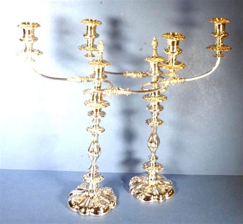 Silver Plated Candelabra Pair, 49cm High - Candelabra/Candlesticks - Lighting