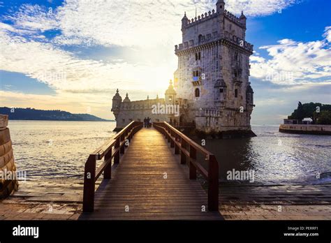 Impressive Belem tower over sunset,Lisbona,Portugal Stock Photo - Alamy