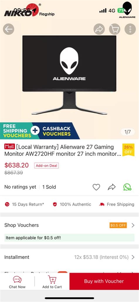 Brand New Alienware Monitor 27 inch AW2720HF, Computers & Tech, Parts ...