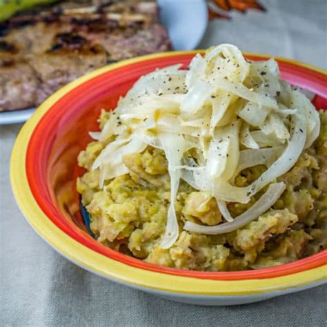 Dominican Mangú Recipe - Mashed Plantains with Sauteed Onions | Babaganosh