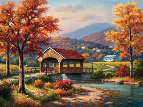 Covered Bridge in Fall Jigsaw Puzzle | PuzzleWarehouse.com