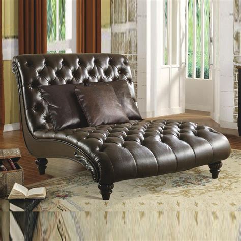 Living Room> Leather double chaise 1 of 2 | Upholstered chaise lounge, Upholstered chaise ...