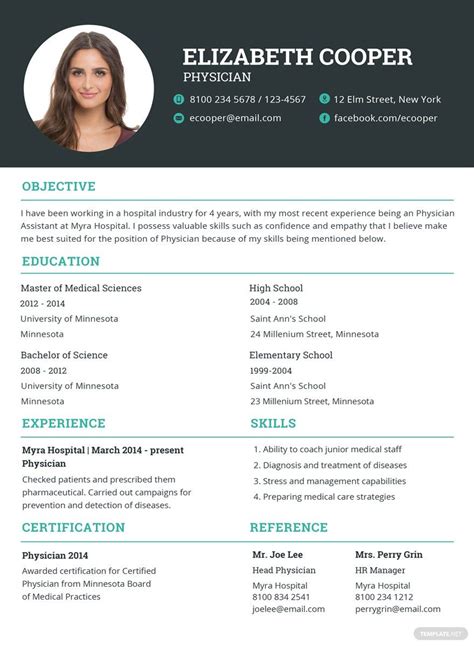 Physician Resume in Publisher, Word, Illustrator, InDesign, PSD, Pages - Download | Indesign ...