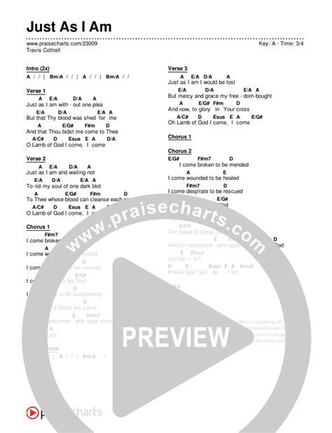 Just As I Am Chords PDF (Travis Cottrell) - PraiseCharts